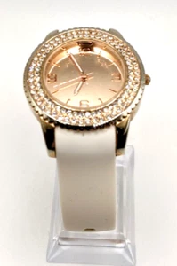 FMDM189 Damenuhr Roségold Bling Lünette Weiß Silikonband Neue Batterie - Bild 1 von 6