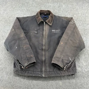 VINTAGE Port Authority Jacket Mens XL Black Tan Canvas Quilted Lined Sun Faded - Picture 1 of 23