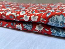 2.5 Yards Cotton Fabric Indian Beautiful Red Floral Printed  Dressmaking Fabrics