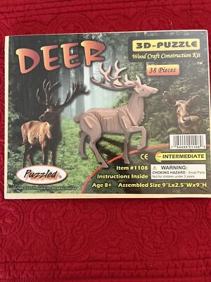 Rompecabezas 3D desconcertado ciervo madera artesanía construcción kit edad 8+ nuevo sellado Foto 1 de 4