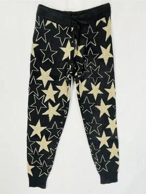 PJ Salvage Lounge Joggers Women Small Soft Stretch Drawstring Black Star Print - Image 1 of 4
