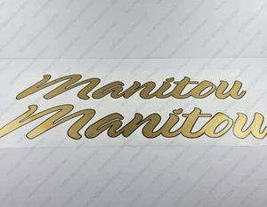 MANITOU BOAT LOGO GOLD/BLACK DECALS STICKERS 35" x 6.2" 2pcs. - Picture 1 of 6