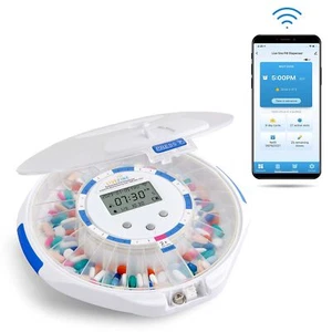 Dispensador automático de píldoras LiveFine Smart WiFi 28 días con bloqueo y alarma, tapa esmerilada - Imagen 1 de 8
