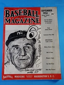 BASEBALL MAGAZINE Sept 1954 Cover: CASEY STENGEL YANKEES - Picture 1 of 4