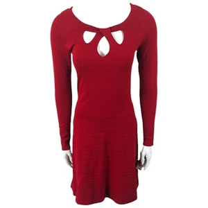 INC Macys Stretch Knit Fit & Flare Dress NEW Womens Medium Red Long Sleeve - Picture 1 of 9