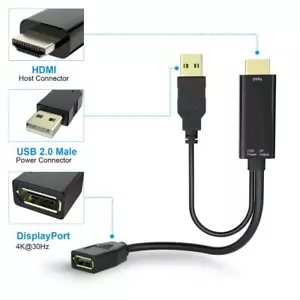 HDMI Extensions Cable UHD 4K HDMI to DP with USB 2.0 Power for HDMI PC Display - Bild 1 von 6