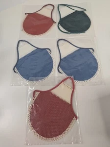Vintage Bib Apron Bottle Soap Cover 18Ct Cross Stitch Panel Polka Dot Set of 5 - Picture 1 of 14