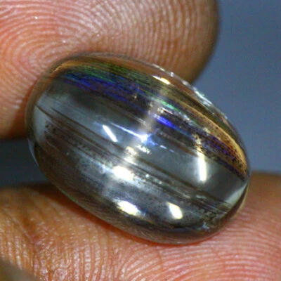 10,68 Cts_Piedra Antigua_100% Natural Sin Calentar Arco Iris Rutilo Escapolita Ojo de Gato Foto 1 de 3