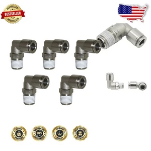 5-Pack of Compact PN15 Stainless Steel Male Elbow Tube Fittings - 1/2" X 1/4" - Picture 1 of 4