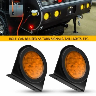 Luz de señal de giro LED ámbar ovalada para remolque luz inversa con soporte de montaje 2X Foto 1 de 4