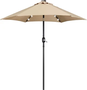 7.5FT Solar Patio Umbrella-18 LED Lighted Market Table Outdoor Umbrella w/UV, - Picture 1 of 12