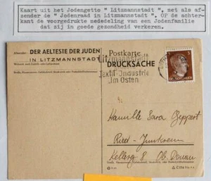 ALEMANIA 1943 GUETO Litzmannstadt Lodz, "Aeleste der Juden" tarjeta de signo de vida para - Imagen 1 de 3