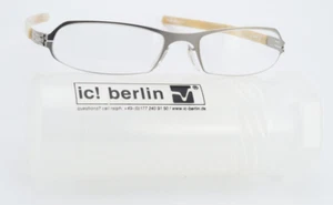 Ic! Berlin Glasses Frame Model Lohne Silver-Grey Beige Square Curves Steel+Case - Picture 1 of 12