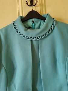 Classic Vintage Peggy French Couture Aqua Two Piece Dress and Coat -Size UK16