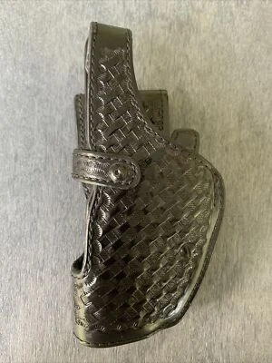 Don Hume H746 SH No. 30-4 1/4” Black Leather Basket Weave Duty Holster LH - Image 1 of 4