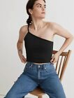 NWT Madewell One Shoulder Crop Tank in BLACK  Size XXS NL392