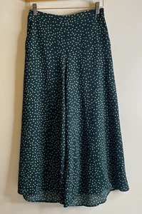 Ghanda Culottes Women XS Green White Spots Pockets Wide Leg Casual Party - Picture 1 of 17