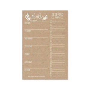 Rustic Weekly Meal Planning Calendar Grocery Shopping List Magnetic Pad for... - Picture 1 of 6
