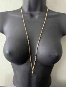29" INCH GOLD FILLED GF LINK NECKLACE SWIVEL CLASP POCKET WATCH HOLDER - Picture 1 of 16
