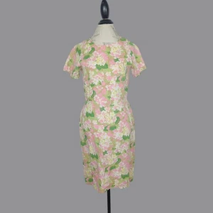 Vintage Moygashel Dress Small Linen Irish Pink Green - Picture 1 of 9