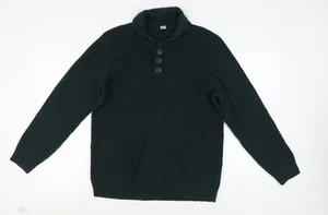 M&Co Men's Green Henley Jumper, Size L, Acrylic Wool Blend - Picture 1 of 12