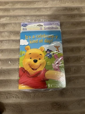 Sealed package of 8 Disney Winnie the Pooh Birthday Invitations by Hallmark - Image 1 of 2
