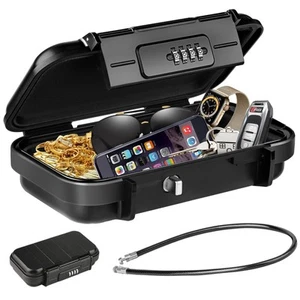 Portable Safe Lock Box with Combination Lock Mini Beach Travel Safe Waterproo... - Picture 1 of 9