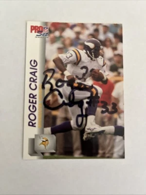 Autographed ‘92 Roger Craig football card Nebraska Cornhuskers Minnesota Vikings - Image 1 of 2