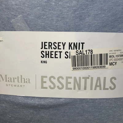 Juego de sábanas punto jersey Martha Stewart, King, azul, nuevo con etiquetas Foto 1 de 4