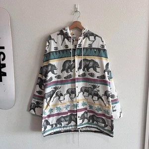 Vintage Michigan Rag Nature Bear Lightweight Cotton Jacket Unisex Sz XL 90s AOP - Picture 1 of 6