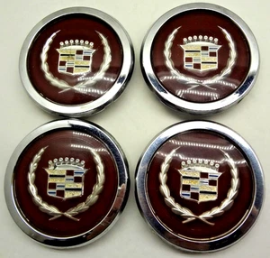 GENUINE OEM Set Of 4 Cadillac Burgundy Center Caps 255695 Original - FREE SHIP!! - Picture 1 of 6
