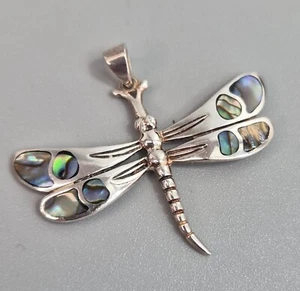 Beautiful Abalone & Sterling Silver 925 IBB London Dragonfly Pendant - Picture 1 of 3