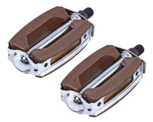 KRATE RUBBER PEDALS COMPATIBLE WITH 1/2 CRANK BROWN/CHROME. - Picture 1 of 1