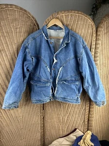 vintage denim jacket Lg Sweats Dd Bi Cargo 90,s Baggy Insulated Work Chore - Picture 1 of 20