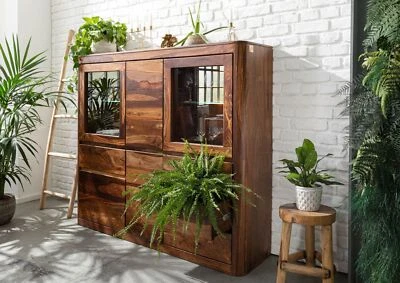 Highboard Sheesham 166x40x145 walnuss gewachst TORONTO #204 - Bild 1 von 4