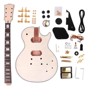Hágalo usted mismo Kit de guitarra eléctrica de 6 cuerdas diapasón de palisandro llama tapa de arce - Imagen 1 de 7