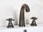 Brown Brass Widespread Double handle Bathroom Basin Sink Faucet 3 Hole Mixer Tap