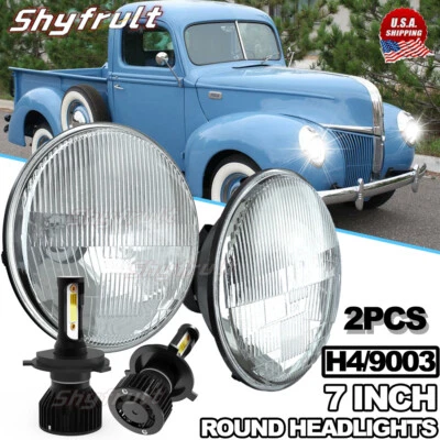 2pcs 7 Inch Round LED Headlight Halo DRL Turn signal Fit Ford 1/2 3/4 Ton Pickup Foto 1 de 4