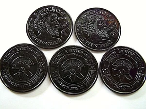 Five 2017 Bacchus RIDING LIEUTENANT Black Aluminum Mardi Gras Doubloons - Picture 1 of 3