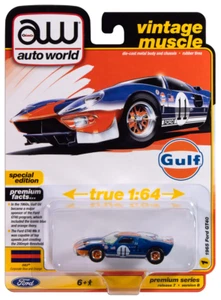 Auto World 1/64 AWSP182-B 1965 Ford GT 40 Gulf (dunkelblau mit orange) (B11) - Bild 1 von 1