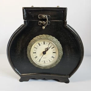 Victorian Vintage Style Footed Quartz Mantel Clock Trinket Box - Picture 1 of 15