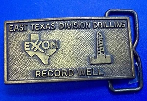 Exxon East Texas Division Drilling Record Well Award Vintage RJ Belt Buckle - Picture 1 of 17