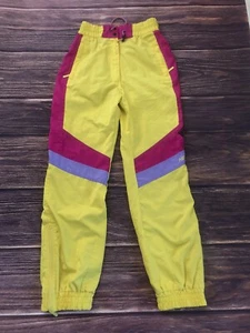 Nevica USA 8/ UK 38 Vintage Yellow Pink Ski Pants Color Block 80s 90s Unisex EUC - Picture 1 of 10