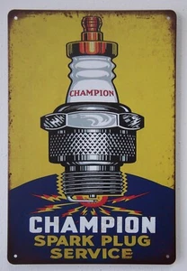 Champion Spark Plug Service insegna in latta vintage retrò 20x30 cm nostalgia regalo - Foto 1 di 1