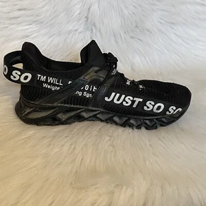 Just So So Breathable Running Gym Walking Shoes Black White Lace Up Mens Size 9 - Picture 1 of 13