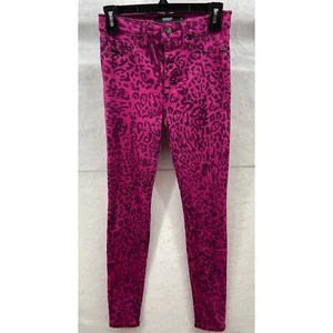 Pantalones de mezclilla HUDSON talla 25 Barbara súper ajustados tiro alto leopardo magenta $195 nuevos con etiquetas - Imagen 1 de 11