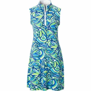 Abito tennis donna IBKUL JACKIE verde navy senza maniche finto golf nuovo con etichette taglia XL - Foto 1 di 1
