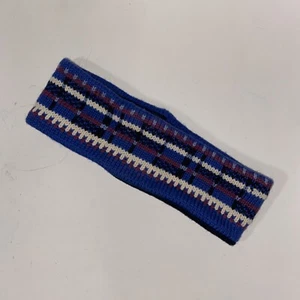 Diadema de esquí vintage años 90 mezcla de lana azul púrpura calentadores de oreja multicolor retro - Imagen 1 de 6