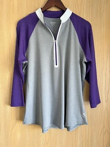 Jofit | Women's SZ XL | Gray Purple White 1/4 Zip | 3/4 Sleeve Golf Top | EUC - Picture 1 of 9