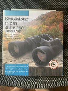 Brookstone 10x50 prism multi purpose binoculars with case 10x magnification - Picture 1 of 2